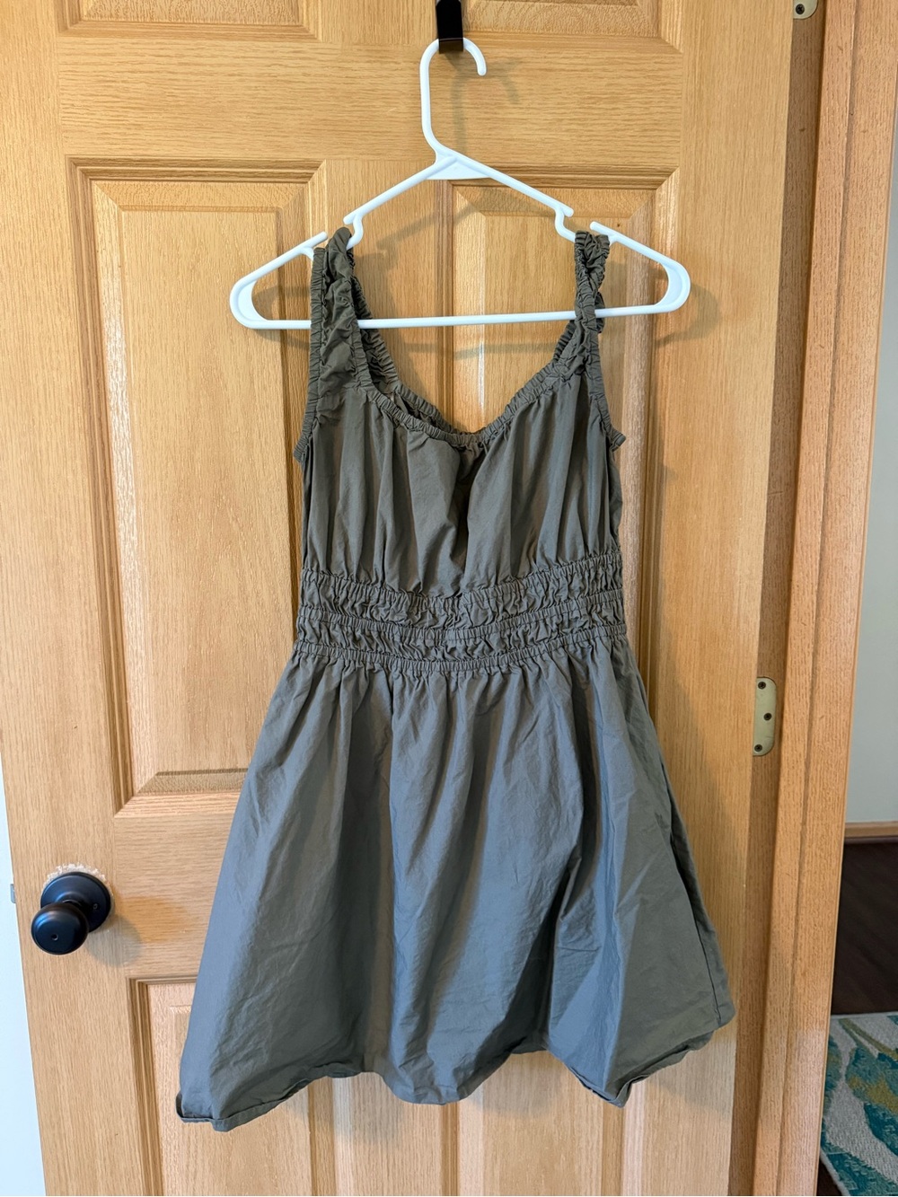 Uniqlo Olive Green Smocked Waist Sundress